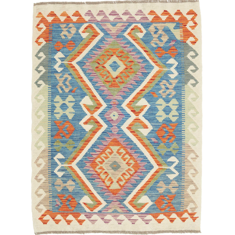Rug Kilim Afghanistan 87x115 Blue Orange Cream