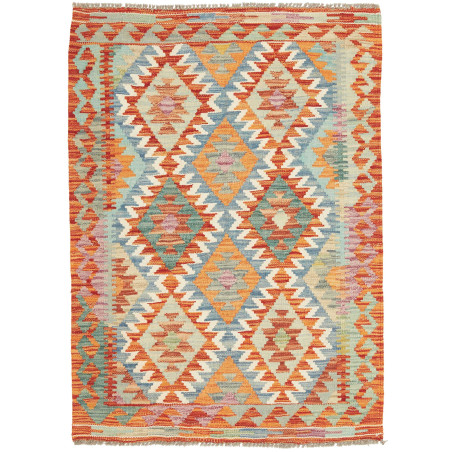 Rug Kilim Afghanistan 85x119 Orange Blue Teal B