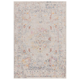 Tappeto Flores medaglione floreale beige e grigi