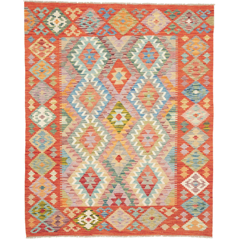 Tappeto Kilim Afghanistan 156x193 Rosso Arancio