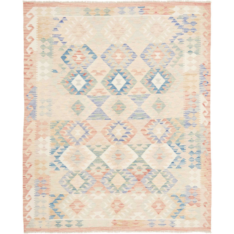 Tappeto Kilim Afghanistan 157x190 Crema Blu Pas