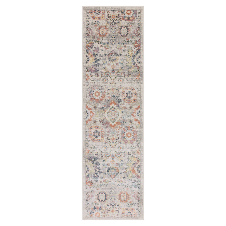 Rug Flores stylized beige light grey orange pink