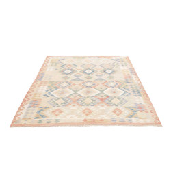 Tappeto Kilim Afghanistan 157x190 Crema Blu Pas