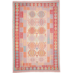 Tappeto Kilim Afghanistan 201x303 Rosa Corallo