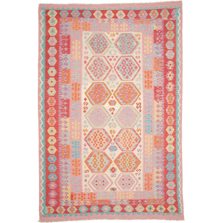 Tappeto Kilim Afghanistan 201x303 Rosa Corallo