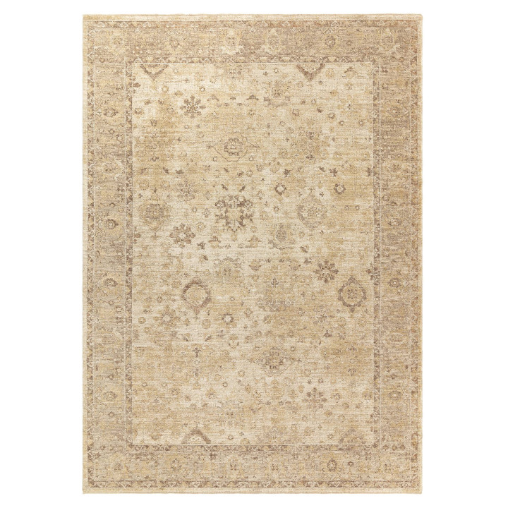Rug Heriz floral with medallion beige taupe sand