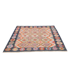 Tappeto Kilim Afghanistan 151x149 Blu Scuro Ara
