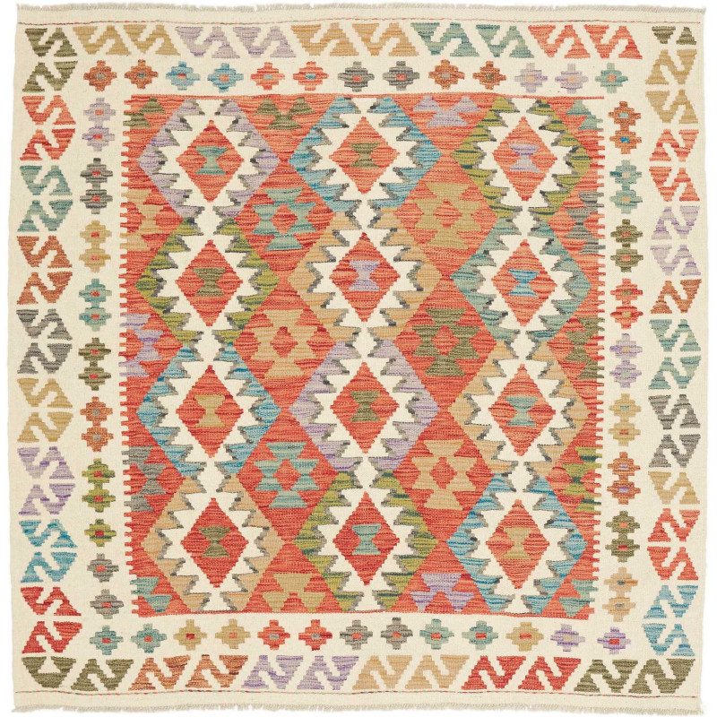 Tappeto Kilim Afghanistan 150x150 Crema Beige A