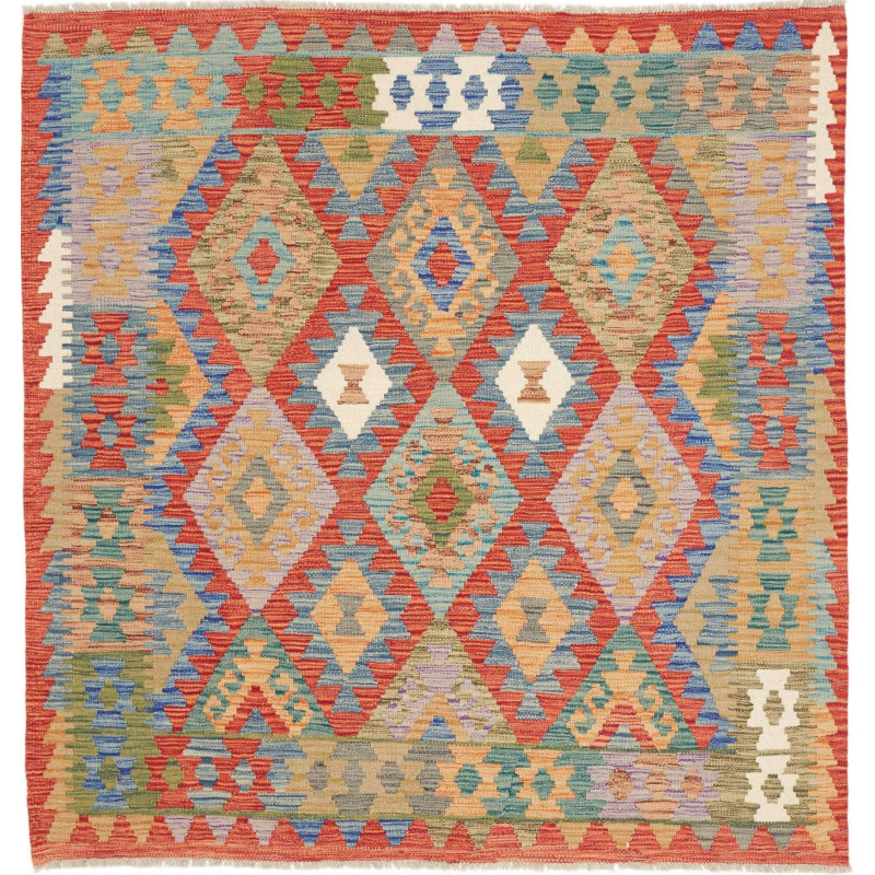 Tappeto Kilim Afghanistan 149x154 Rosso Arancio