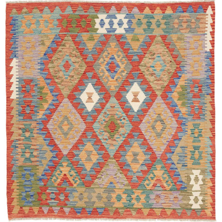 Tappeto Kilim Afghanistan 149x154 Rosso Arancio