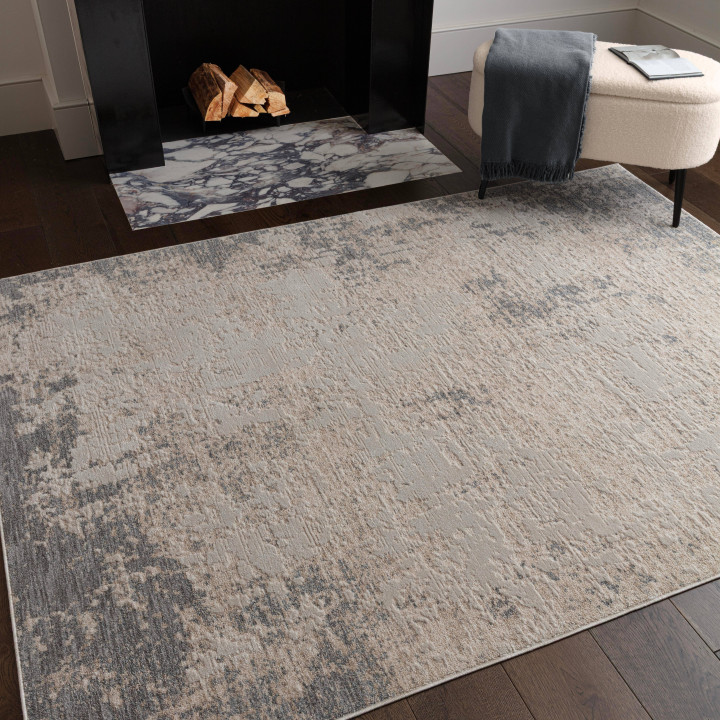 Tappeto Anders astratto grigio beige e bianco 12