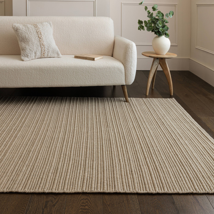 Tappeto Ravine tinta unita beige e sabbia 200x29