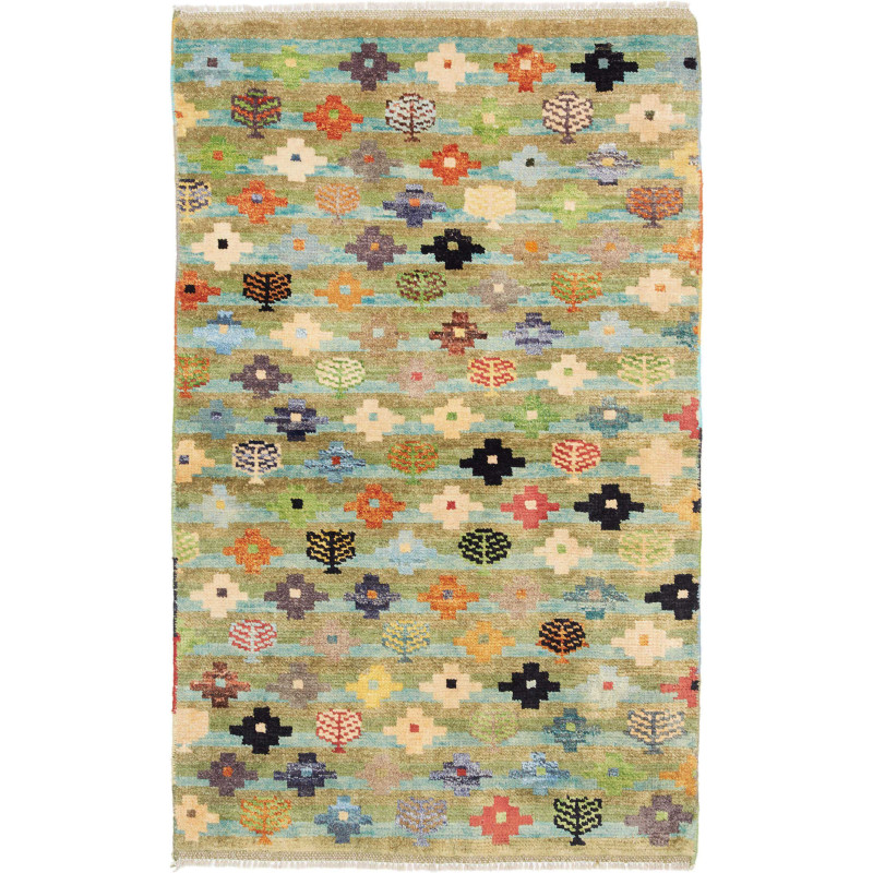 Tappeto Gabbeh Marrakech Pakistan 93x151 Verde