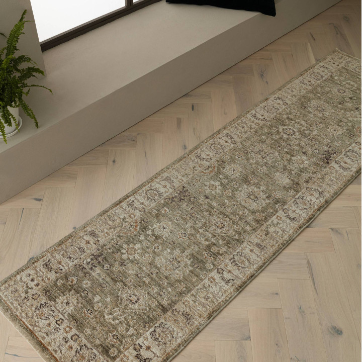 Tappeto Heriz floreale beige e verde oliva 120x1