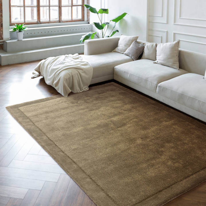 Rug Rise plain olive green dark green 200x290 cm
