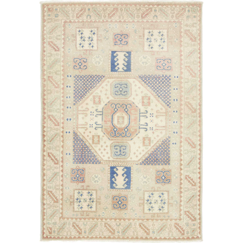 Tappeto Kazak Afghanistan 102x150 Beige Crema