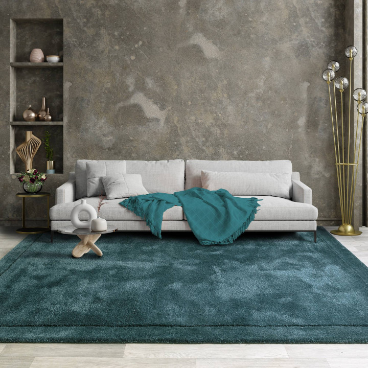 Rug Rise geometric petrol blue light blue 200x29