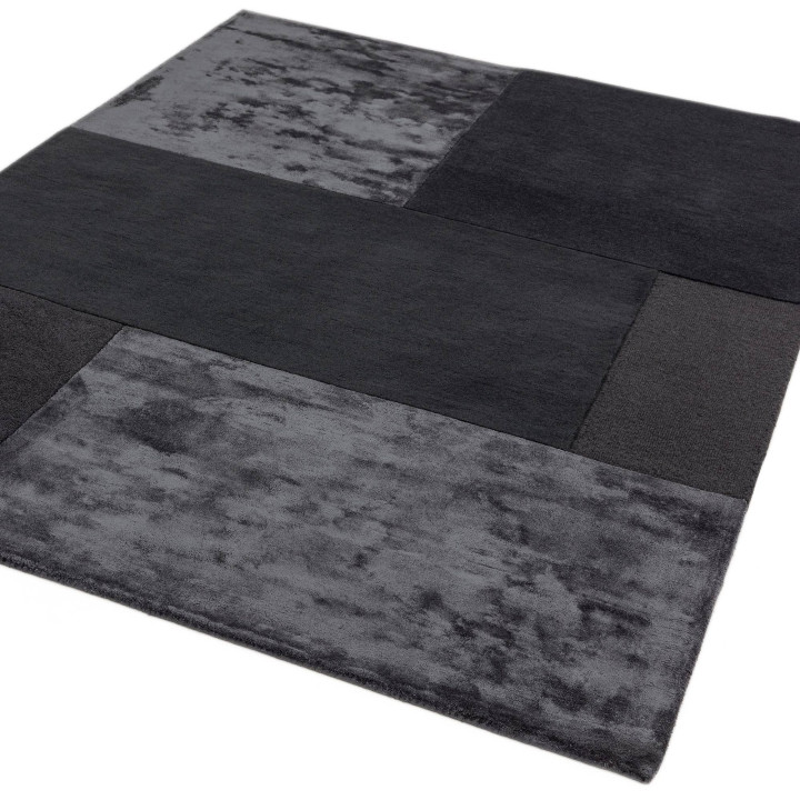 Rug Tate Tonal Textures geometric dark grey ligh