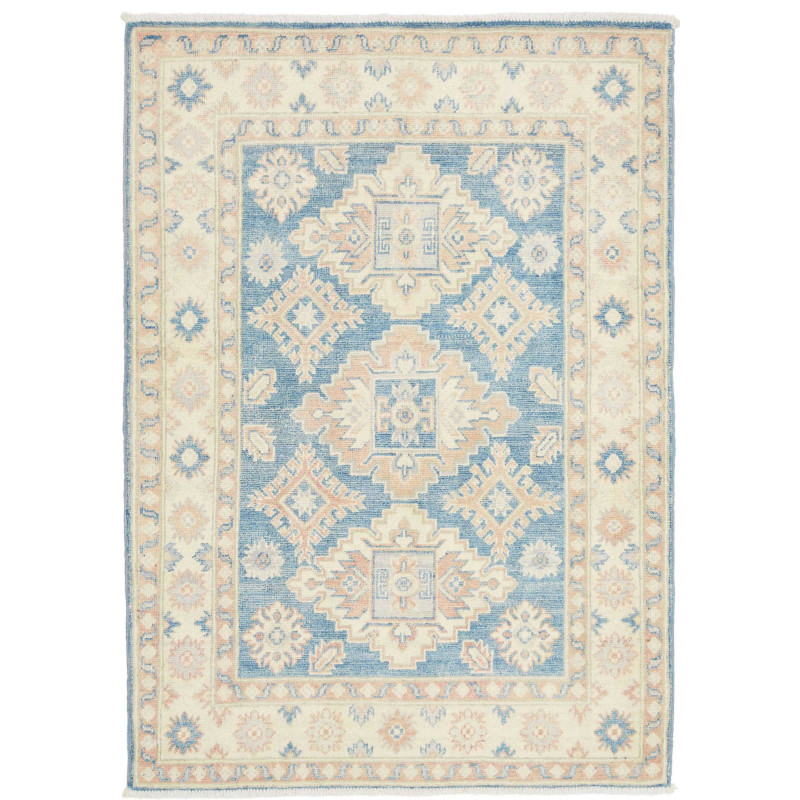 Tappeto Kazak Afghanistan 104x149 Blu Crema