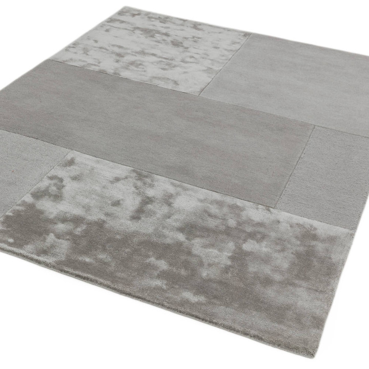 Rug Tate Tonal Textures geometric light grey dar