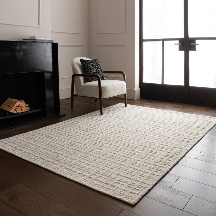 Tappeto Thatch geometrico crema e bianco sporco