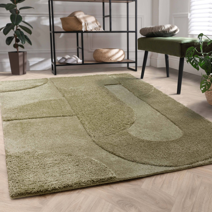 Tappeto Tova geometrico verde oliva 200x290 cm