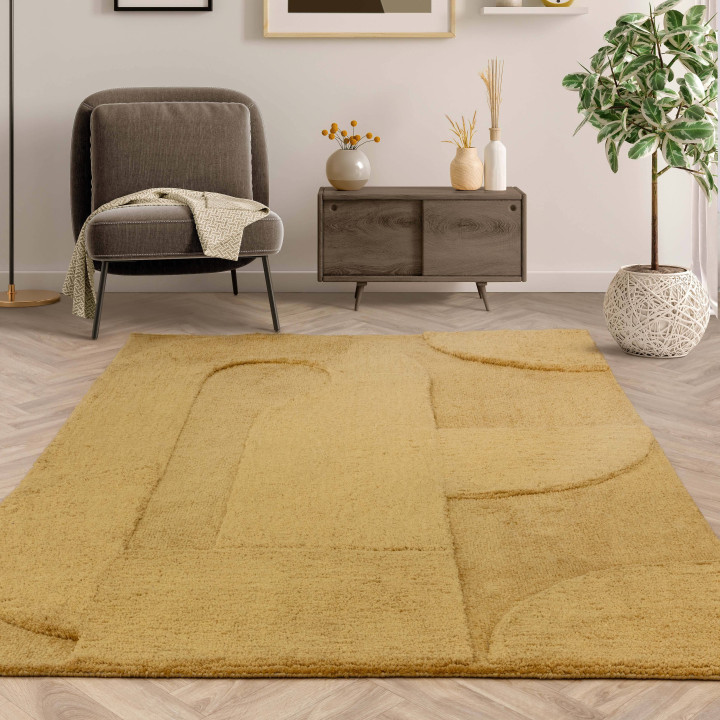 Rug Tova geometric ochre yellow 200x290 cm