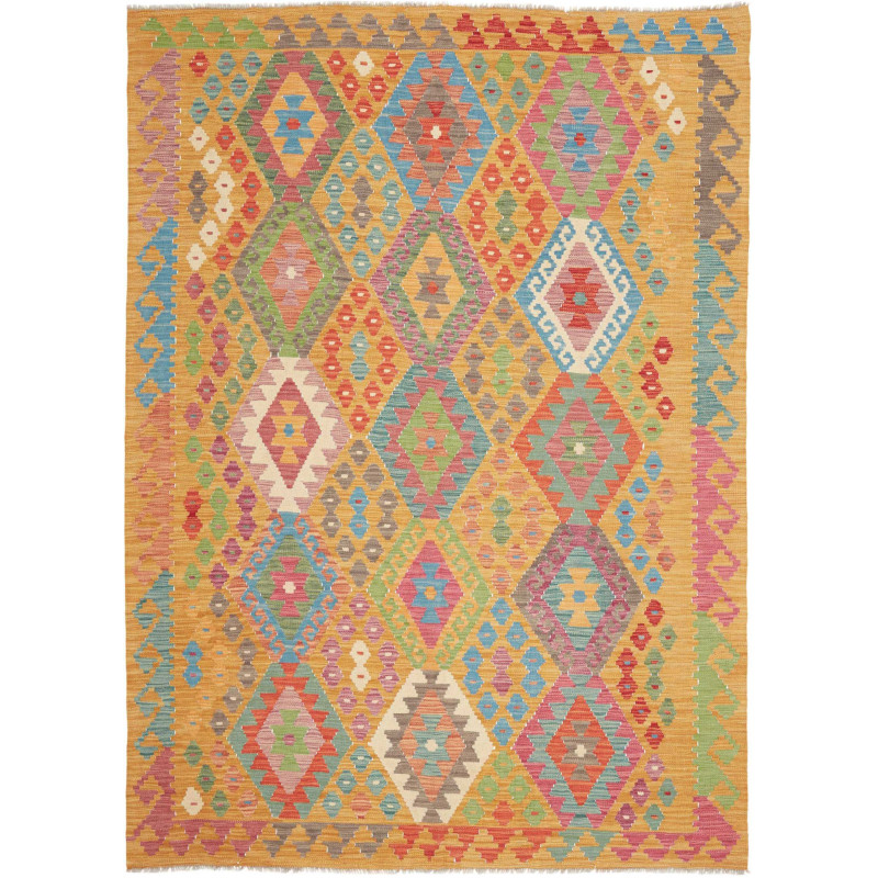 Tappeto Kilim Afghanistan 180x243 Giallo Senape