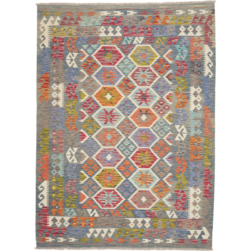 Tappeto Kilim Afghanistan 183x250 Grigio Blu