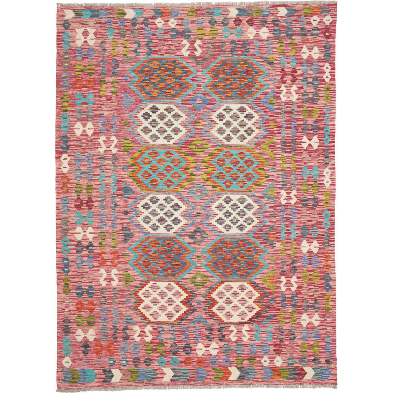 Tappeto Kilim Afghanistan 184x251 Rosa Vivace