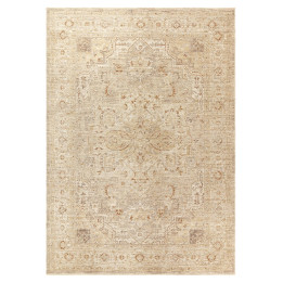 Rug Heriz floral with medallion beige sand taupe