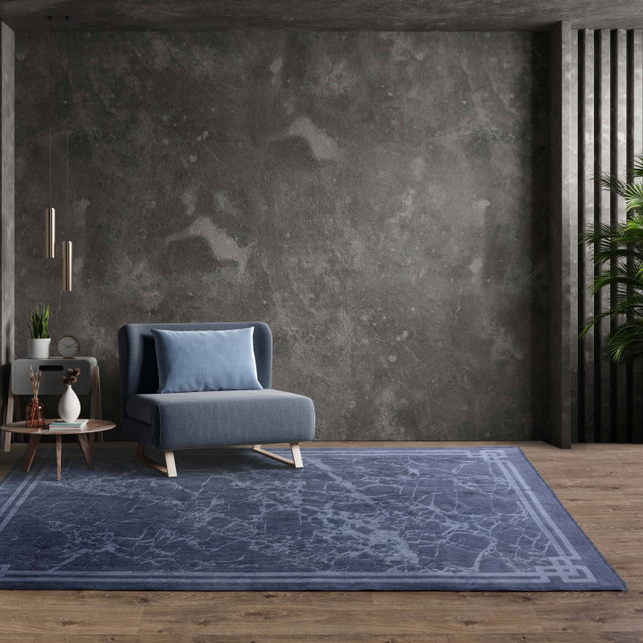 Tappeto Zehraya astratto blu scuro e azzurro 200