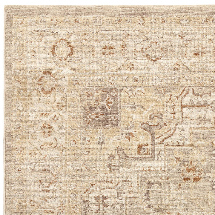 Tappeto Heriz medaglione floreale beige e sabbia