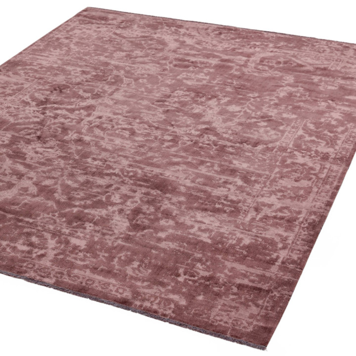 Tappeto Zehraya astratto rosso bordeaux e rosa a