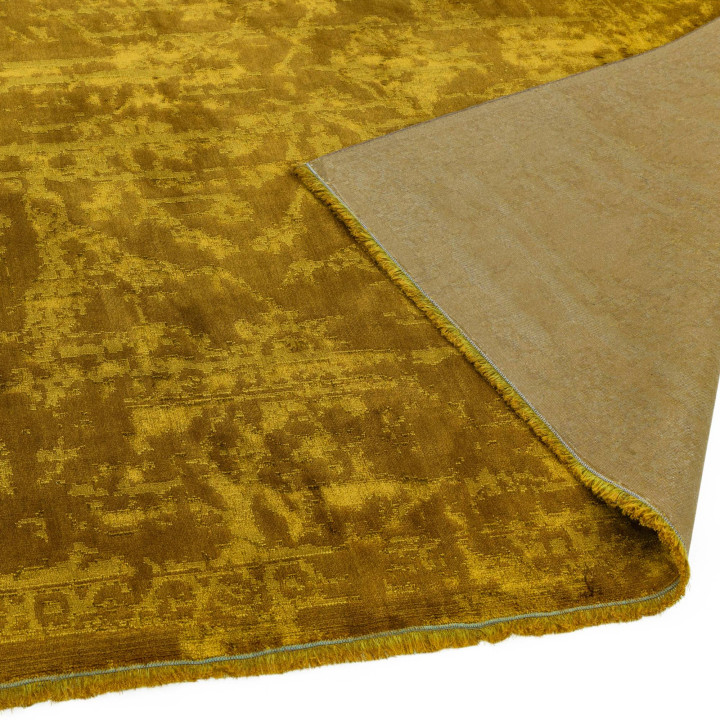Tappeto Zehraya medaglione floreale giallo e oro