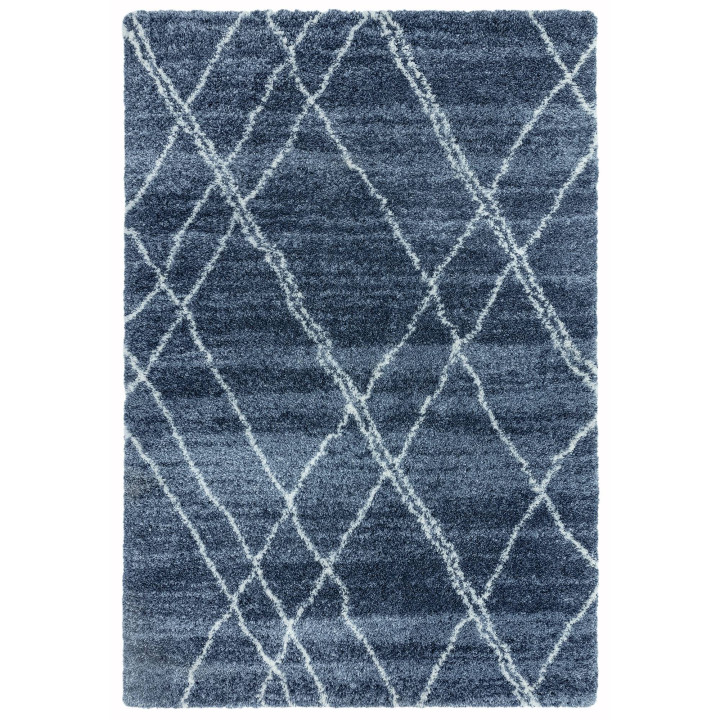 Rug Alto geometric dark blue white 240x340 cm