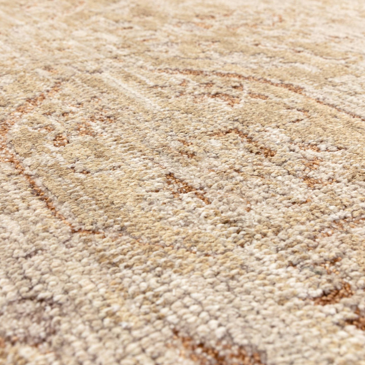 Tappeto Heriz medaglione floreale beige e sabbia