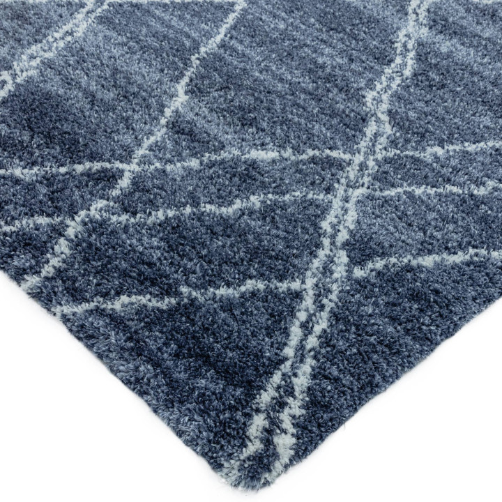 Tappeto Alto geometrico blu scuro e bianco 240x3