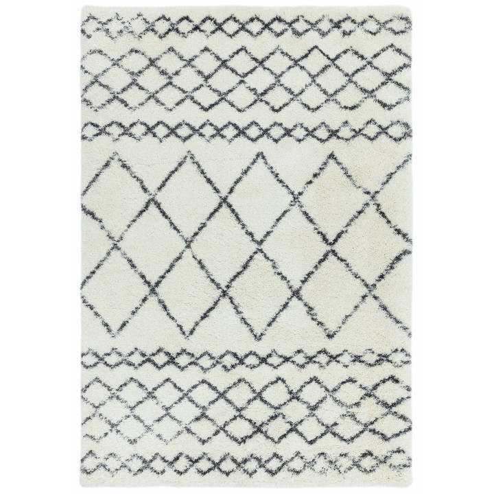 Rug Alto geometric cream white dark grey runner