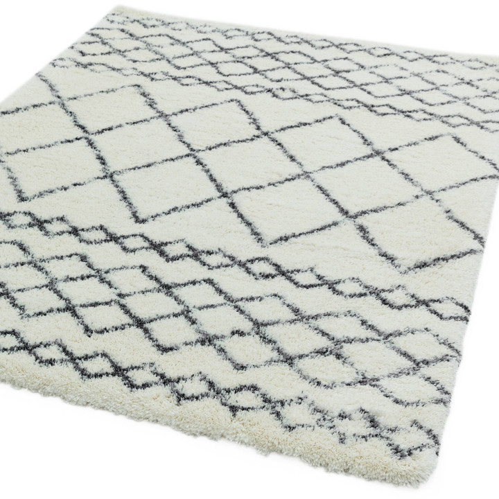 Tappeto Alto geometrico bianco crema e grigio sc