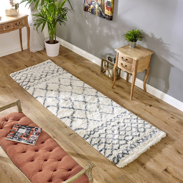 Tappeto Alto geometrico bianco crema e grigio sc