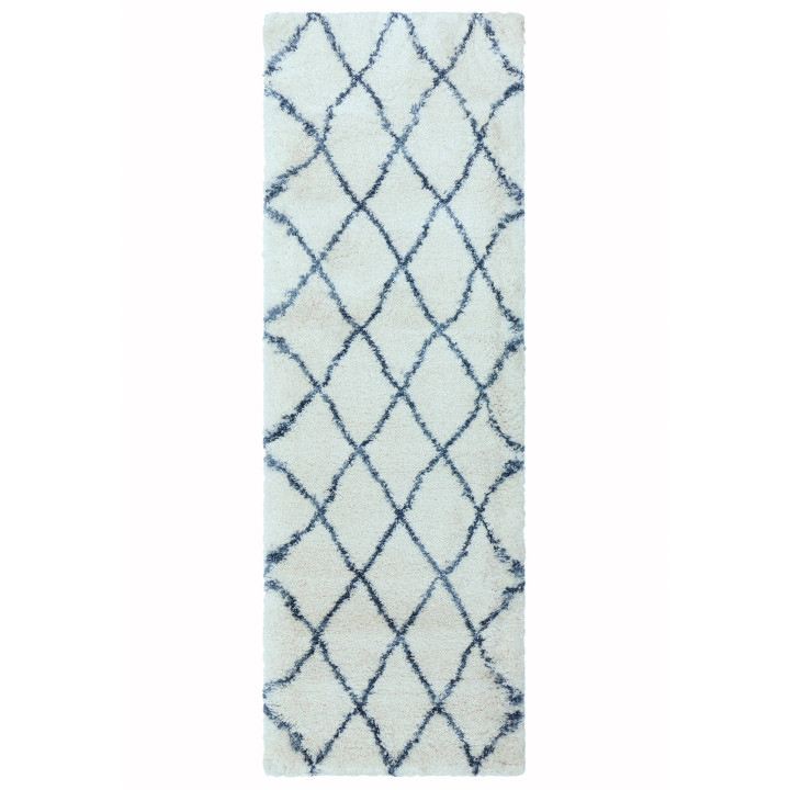 Tappeto Alto geometrico beige e blu scuro 80x150