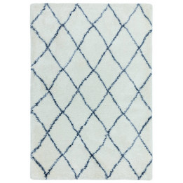 Tappeto Alto geometrico crema e blu scuro 200x29
