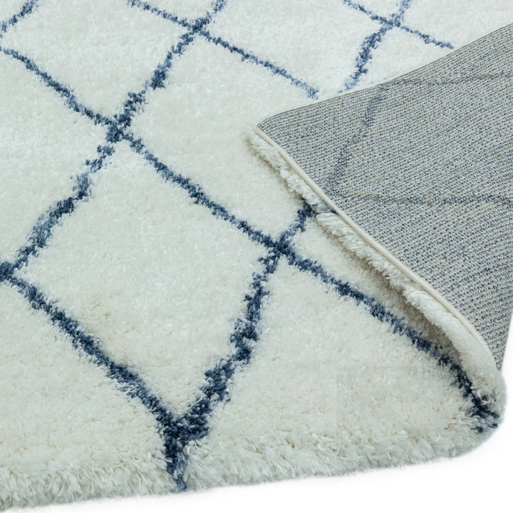 Tappeto Alto geometrico crema e blu scuro 200x29