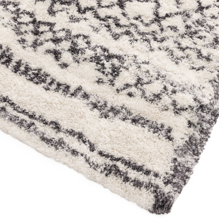 Rug Alto geometric cream dark grey runner 80x240