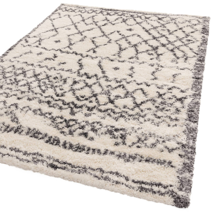 Tappeto Alto geometrico bianco crema e grigio sc