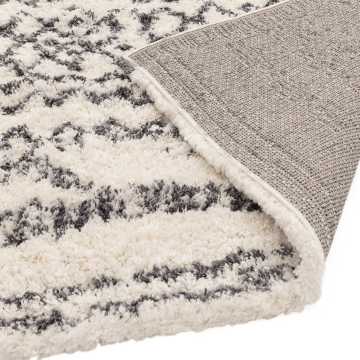 Rug Alto geometric cream white dark grey 120x170