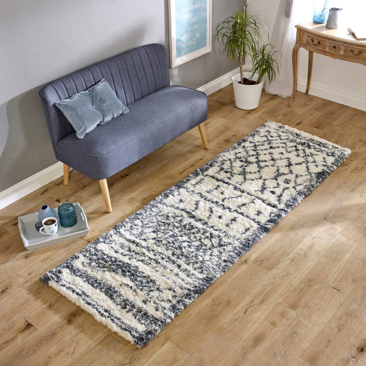 Tappeto Alto geometrico bianco crema e grigio sc