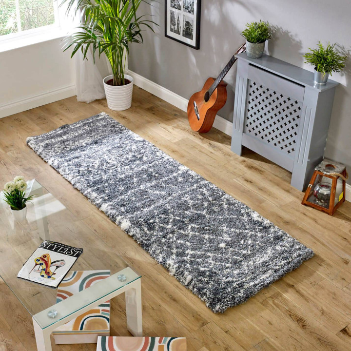 Rug Alto geometric grey white 160x230 cm