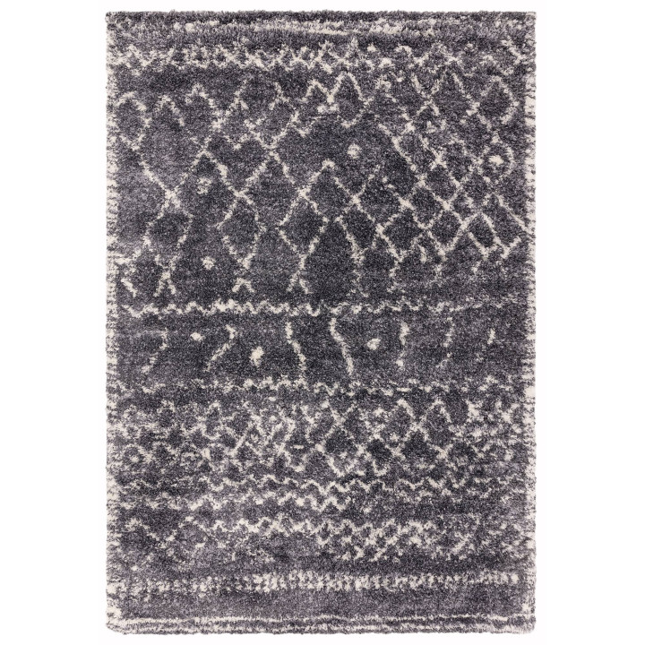 Tappeto Alto geometrico grigio e bianco 200x290